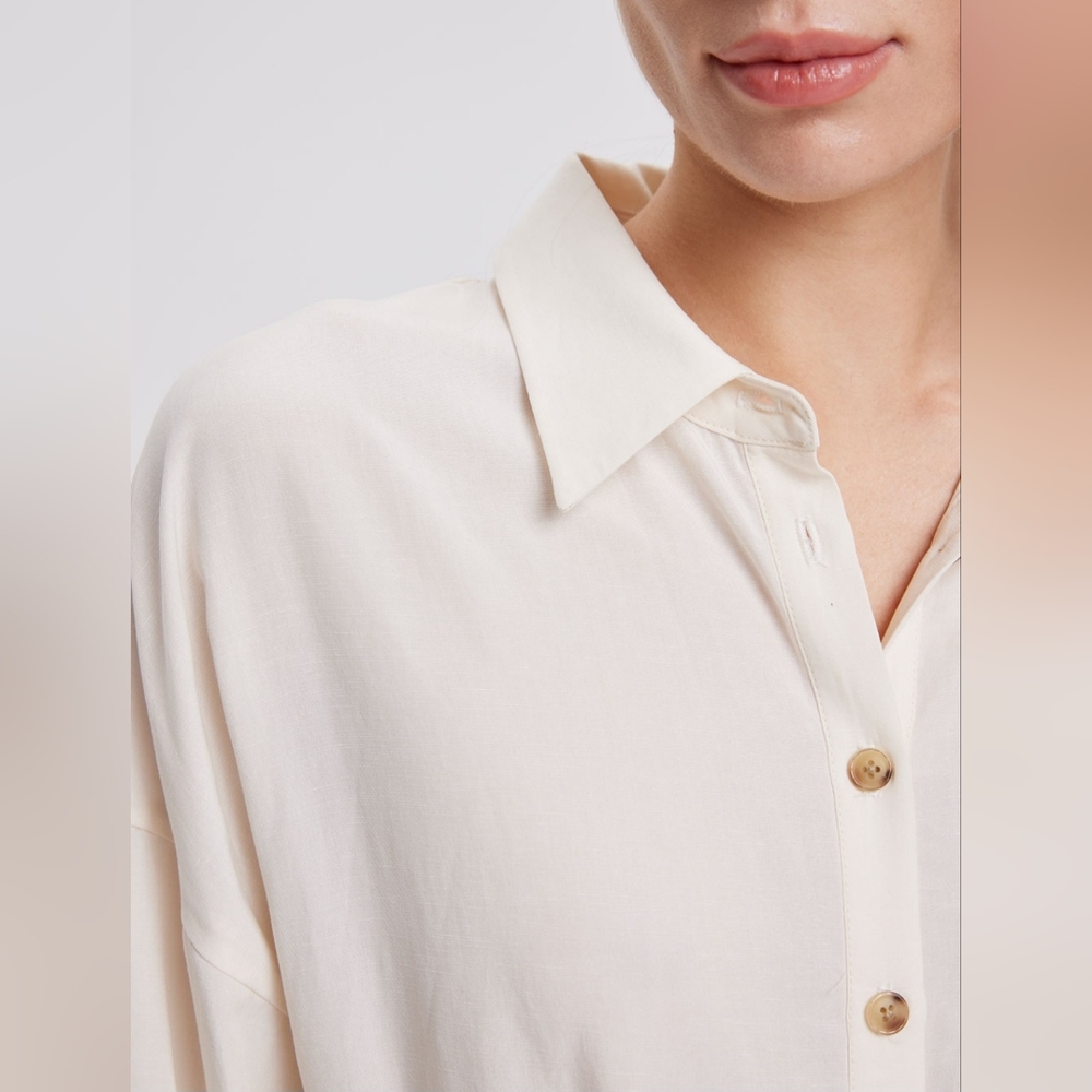 Lattelier Straight Belted Long-Sleeve Jumpsuit In Natural White Womans Small - Picture 3 of 16